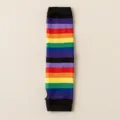 Gants tricotés sans doigts et chauffe-bras à rayures arc-en-ciel pour le cosplay. - Taille unique / Manches Arc-En-Ciel Bord Noir