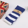 Chaussettes longues rayées bleu et blanc, chaussettes hautes, style japonais cosplay chaussettes. - Taille unique / Rayé Large Bleu Blanc