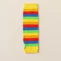 Jambières ou mitaines tricotées à rayures colorées, en coton doux, style arc-en-ciel vif. - Taille unique / Manches Arc-En-Ciel Bord Jaune