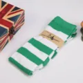 Chaussettes tubulaires à rayures vertes et blanches en laine douce, idéales pour le cosplay. - Taille unique / Rayures Larges Vertes et Blanches