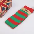 Chaussettes rayées rouge et vert, chaussettes longues d'hiver, chaussettes de Noël en laine - Taille unique / Rayures Larges Rouges et Vertes