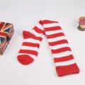 Chaussettes hautes rayées rouge et blanc cosplay bas longs chaussettes de noël femmes - Taille unique / Larges Rayures Rouges et Blanches