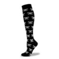Calcetines de compresión negros con calaveras de Halloween para deportes y fiestas. - Estilo 7