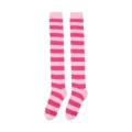 Chaussettes hautes rayées roses et bas tricotés longs pour femmes quotidien cosplay - Taille unique / Rayé Rose Rose Fuchsia