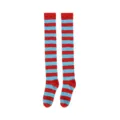 Chaussettes hautes rayées rouge et bleu clair, bas longs pour femme cosplay et quotidien. - Taille unique / Rayé Rouge Bleu