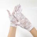 Guantes de encaje blanco cortos decorativos florales para mujeres accesorios elegantes. - Talla única / Blanco Dedo Completo
