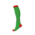 Calcetines altos de Navidad de algodón con diseño de bastón de caramelo, verde y rojo. - Estilo 14