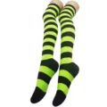 Paire De Chaussettes Longues Rayées Vert Néon Et Noir Cuissardes Pour Fête Cosplay - Taille unique / Rayé Vert Neon Noir
