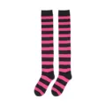 Chaussettes hautes rayées noir et rose, chaussettes cosplay mignonnes pour femmes. - Taille unique / Rayé Rose Fuchsia Noir