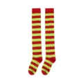 Chaussettes hautes rayées rouges et vertes, charmants bas de cosplay confortables pour Noël. - Taille unique / Rayé Rouge Jaune