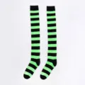 Chaussettes hautes rayées noir et vert, bas de cuisse cosplay pour anime femmes. - Taille unique / Rayé Vert Fruit Noir