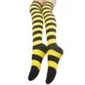 Chaussettes hautes rayées jaune et noir, parfaites pour le cosplay et style quotidien. - Taille unique / Rayures Larges Jaunes et Noires