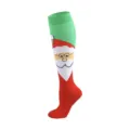 Calcetines de compresión deportivos de rodilla Papá Noel verde rojo calcetines navideños - Estilo 27