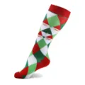 Medias altas de Navidad con Papá Noel festivo y patrón de rombos para las fiestas - Estilo 32