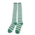 Chaussettes hautes rayées vert et blanc, bas longs classiques pour femmes et cosplay. - Taille unique / Fines Rayures Vertes et Blanches