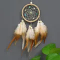 Handmade dream catcher hanging ornament boho wall decor bedroom aesthetic gift idea - Beige