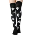 Halloween ghost print over-the-knee long socks black gothic party hosiery variant style - One Size / Black Little Ghost