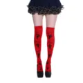 Red Halloween over-the-knee socks with ghost print and BOO letter, festival party wear variant. - One Size / Red Little Ghost