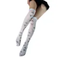 Halloween skeleton spider print over knee stockings white thigh highs sexy costume socks - One Size / White Spider Ghost
