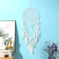 Bohemian white dream catcher handmade feather wall hanging bedroom home decor detail - Large White Style B