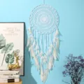Large Bohemian white feather dream catcher wall hanging for home and wedding decor. - 40*120cm / Pure White