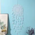 Large white feather dreamcatcher wall hanging handmade home decor bohemian wind chime ornament - Large White Style D
