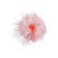 Detailed close up of pink fabric flower with soft feathers and sparkling hanging beads. - 3D Flower Style 1 / Pink