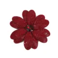 Red rhinestone flower shoe clip patch, DIY fashion apparel accessories and garment decorations for clothing. - Dark Red