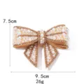 Pearl rhinestone bow shoe clip accessory, elegant decorative charm for high heels 7.5cm. - Khaki