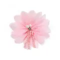 Rosa transparente Stoffblume Brosche mit Perlen und Perlenanhängern für DIY-Kleidungsdekoration. - Blumenstil 2