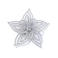 Weißer 3D Strass Blumen Aufnäher DIY Zubehör Applikation für Brautkleid Schuhe und Taschen - Weiß