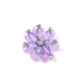 Glänzender Kristall Strass Perlen Blumen Aufnäher, exquisite Pailletten Zubehör Detail. - 4CM Durchmesser / Hellviolett