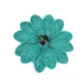 Detailed view of sparkling green rhinestone flower brooch shoe patch DIY fashion accessory. - Peacock Green