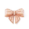 Pearl rhinestone bow shoe clip detail, sparkling wedding footwear decorative accessory piece. - Nude