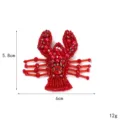 Rote Perlen Hummer Brosche Aufnäher DIY Kleidung Zubehör, handgemachte Applikation. - Roter Hummer