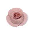 Pink rhinestone fabric camellia flower DIY accessory for bags garments brooch decor - 7.5x7.5cm / Pink