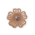Handgemaakte strass grote bloem applicatie DIY kleding accessoire sprankelende kristal - Rozen Stofpatch (#3) / 6.5x6.5cm / Lichtkoffie