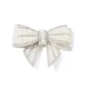Pearl rhinestone bow shoe clip accessory detail close up shiny wedding footwear decor - White