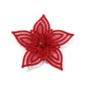 Roter Strass-Blumen-Aufnäher, mehrschichtiges Mesh-DIY-Handwerk-Detail für Kleid. - Rot