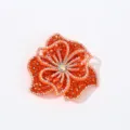 Sparkling orange rhinestone flower patch detail, perfect DIY crystal applique accessory. - Orange Red