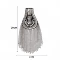 Silver tassel epaulet metallic shoulder patch suit dress accessory detail view 20x7cm - Style 5 Without Brooch Pin