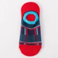Colorful striped no-show boat socks for men and women, trendy breathable low-cut casual socks. - One Size / Red Blue Geometric Stripe