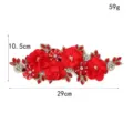 Rotes florales gesticktes Aufnäher-Abzeichen mit funkelnden Strass-Details und Maßen. - Stil 1 (Rot)