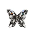 Handgefertigter Perlen Strass Schmetterling Patch Detail mit funkelnden Kristallen und Perlen. - Grau