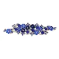 Blaues 3D Blumen Perlen Spitzenapplikation gestickter DIY Flicken fuer Kleid Hochzeit Decke - Stil 3