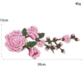 Rosa Pailletten bestickte Blumen Flicken fuer Kleidung, DIY dekorative Spitze Applikation - Rosa