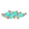 Türkisfarbene 3D Blumen Strass Stickerei Spitze Borte Nahaufnahme Detail Zubehörteil - Stil 3 (Tiffany Blau)