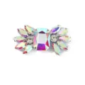 Close-up of sparkling multicolored glass rhinestone shoe buckle and DIY garment accessory detail. - Gradient Iridescent Rhinestone Style