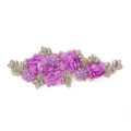 Exquisite violette 3D Blumenstickerei Applikation mit Strass und goldenen Details. - Stil 4 (Lila)