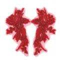 Rode kralen kant applicatie patch DIY trouwjurk borduurwerk kleding accessoire - Rood
